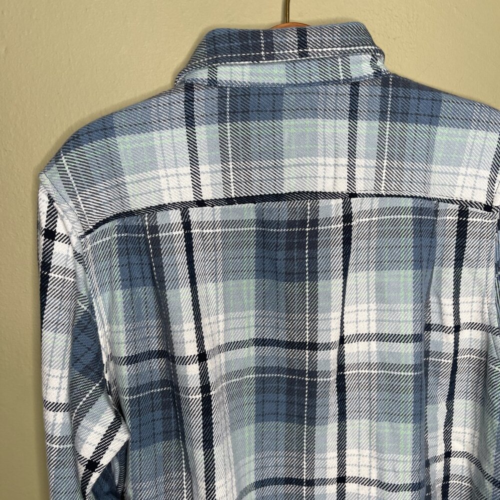 New Outerknown Blanket Shirt Blue White Heavy Organic Cotton Flannel Multi Sizes - Picture 6 of 16